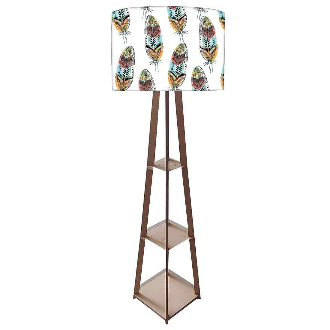 Wooden Floor Lamps Homecentre with Shelves - Feathers - Image 4