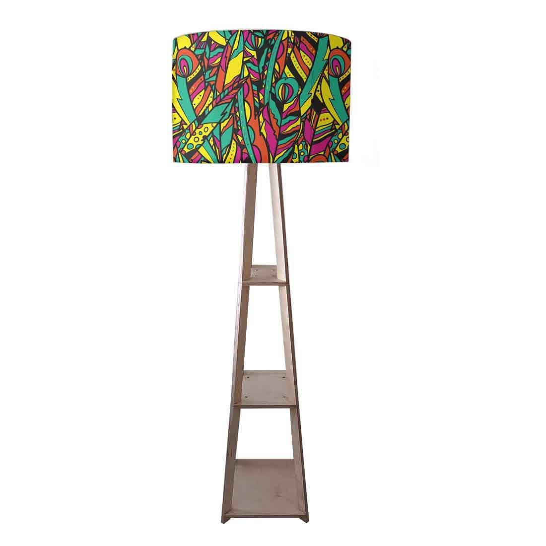 Wooden Floor Standing Tripod Lamp - Feathers - Image 3