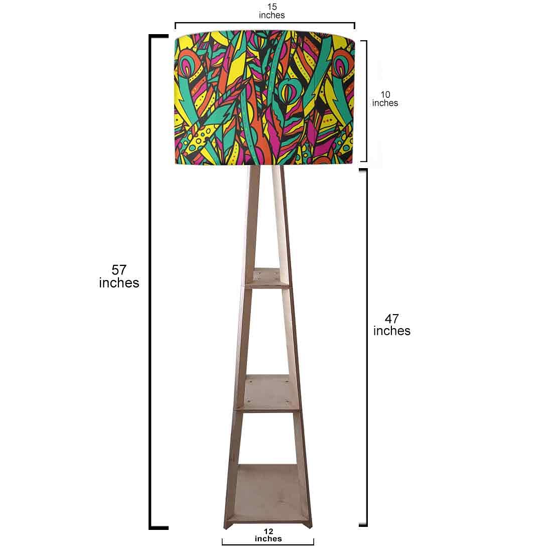 Wooden Floor Standing Tripod Lamp - Feathers - Image 4
