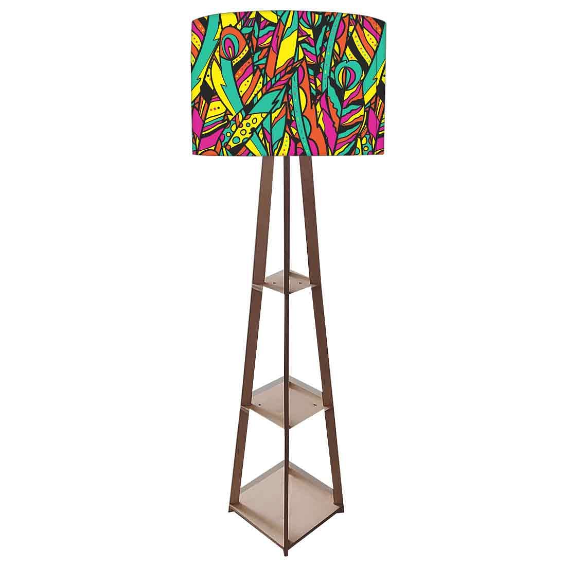 Wooden Floor Standing Tripod Lamp - Feathers - Image 5