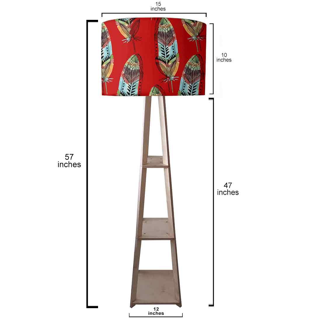 Red Tripod Floor Lamp with Shelf for Bedroom - Feather - Image 3