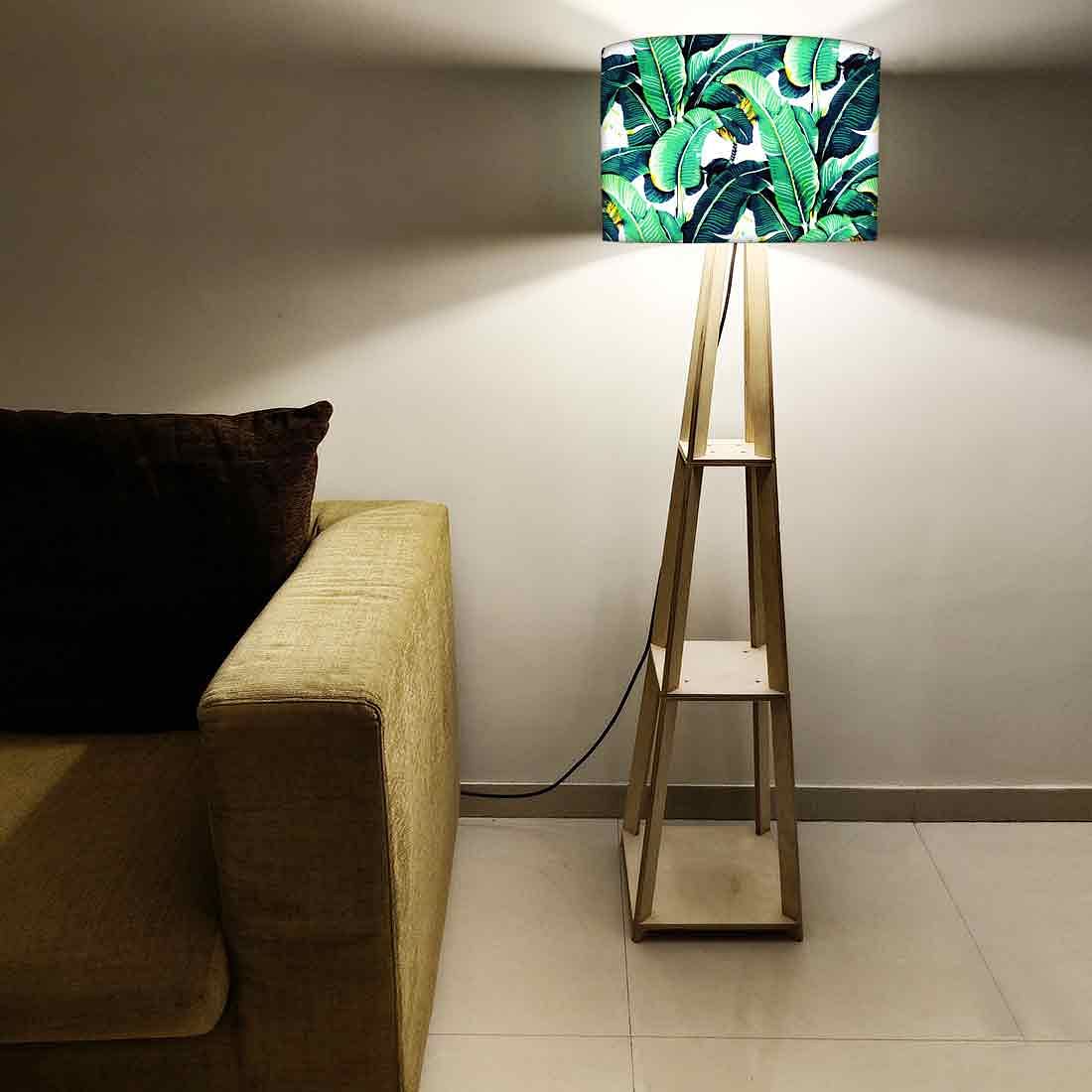 Tall Lamps for Living Room Wooden Tripod Light - Banana Leaves - Image 5