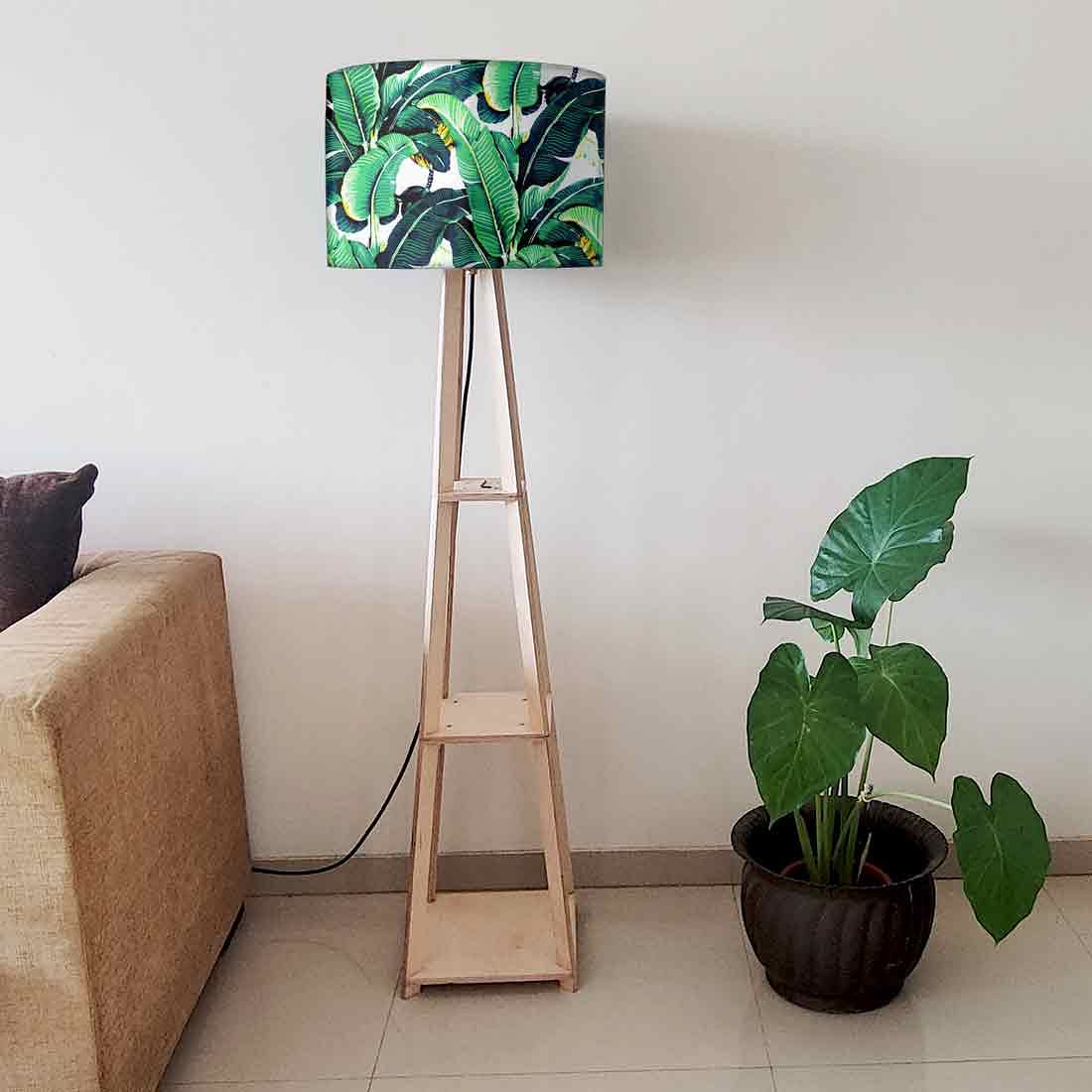 Tall Lamps for Living Room Wooden Tripod Light - Banana Leaves - Image 6