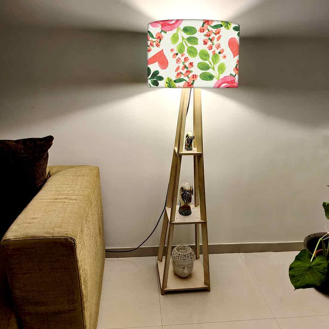 Wooden Tripod Floor Lamp for Living Room - Cute Floral - Image 2
