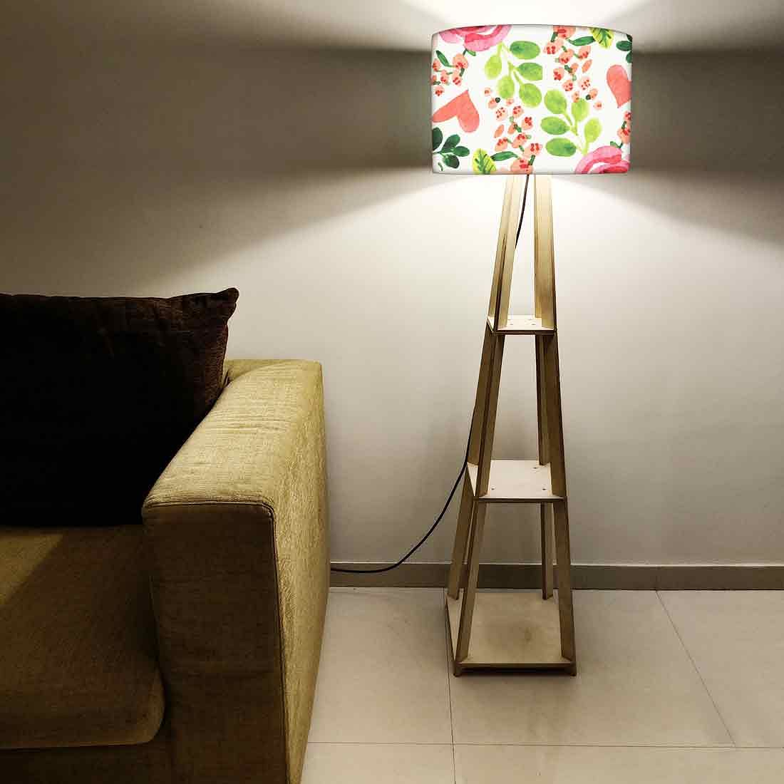 Wooden Tripod Floor Lamp for Living Room - Cute Floral - Image 5