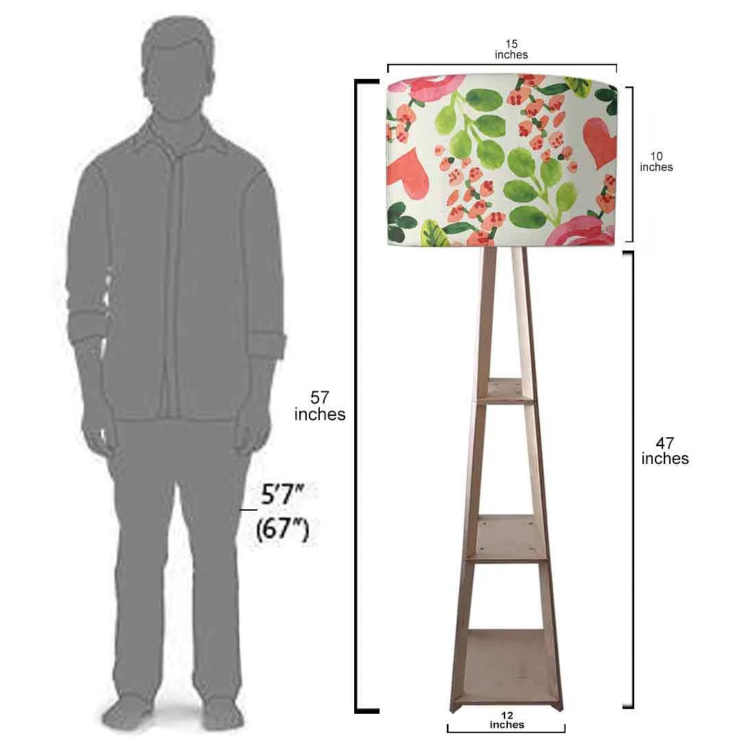 Wooden Tripod Floor Lamp for Living Room - Cute Floral - Image 7