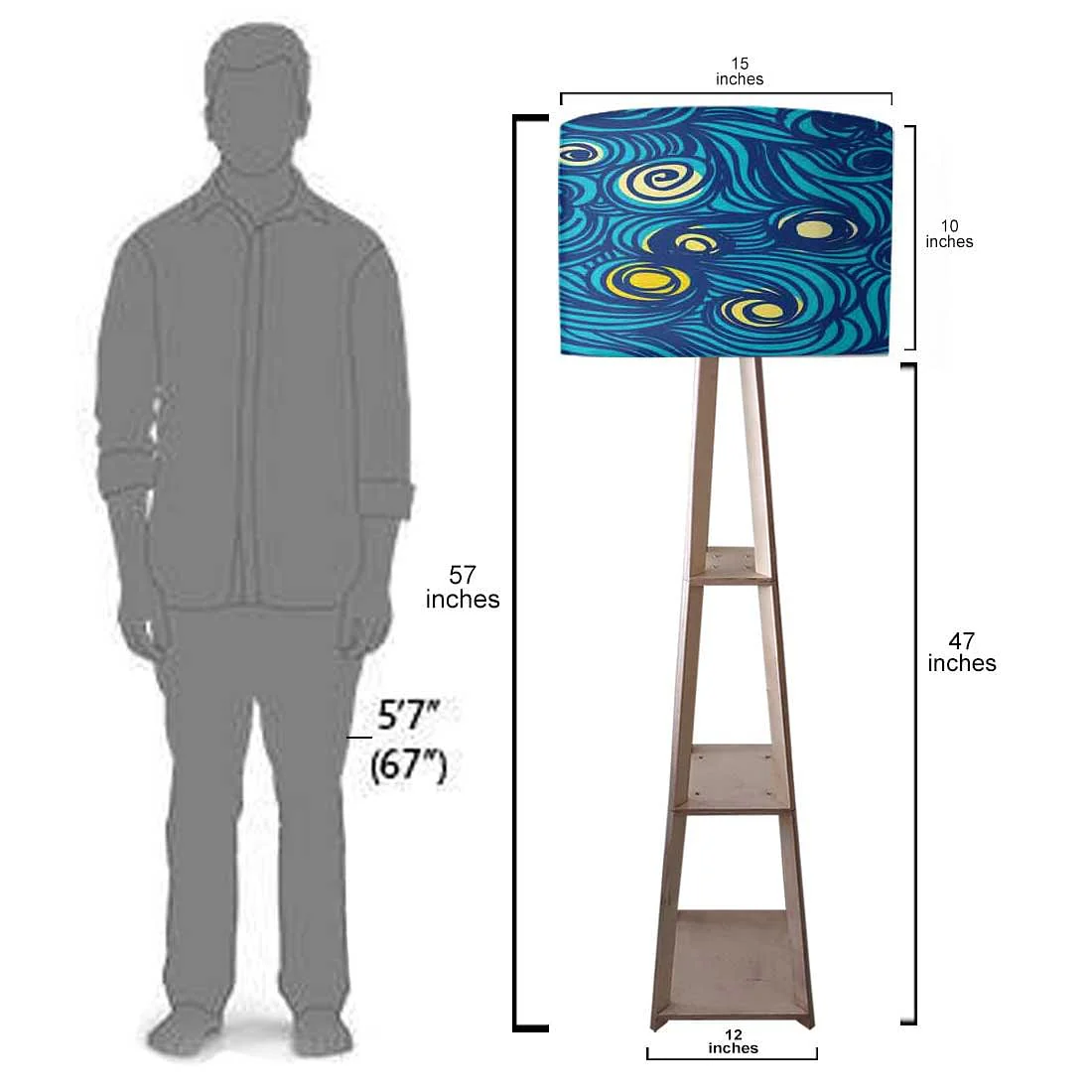 Wooden Corner Lamp Floor Light for Bedroom - Starry Night - Image 7