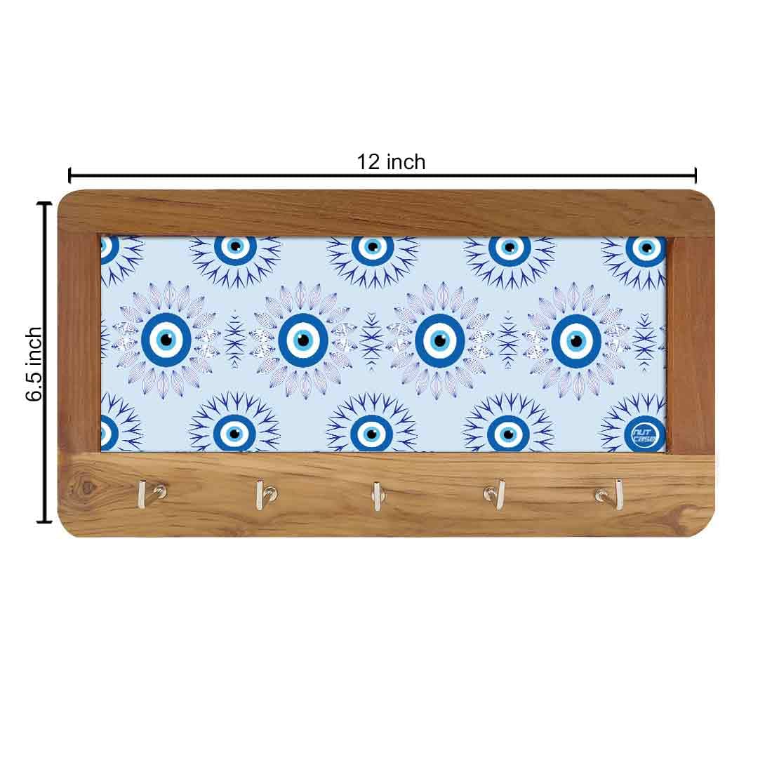 Wooden Wall Mount Key Holder for Home Office Hanger - Evil Eye Protector - Image 8