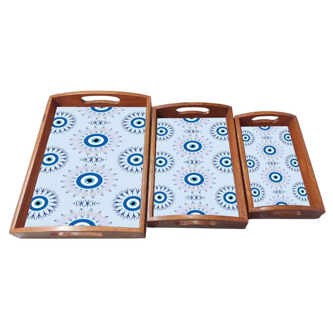 Evil Eye Rectangular Tray Tea Serving Set of 3 for Kitchen Use - Image 4