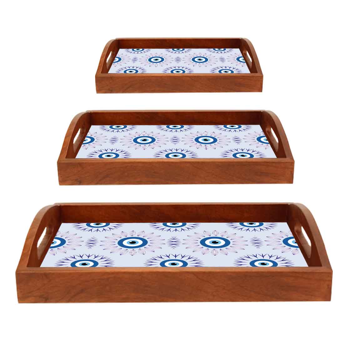 Evil Eye Rectangular Tray Tea Serving Set of 3 for Kitchen Use - Image 6