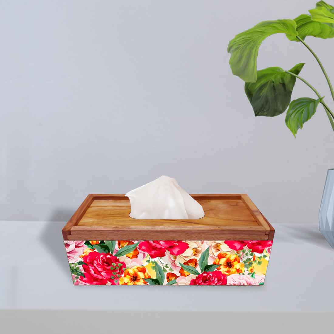 Decorative Wooden Tissue Box Holder for Home Office - Rose - Image 2