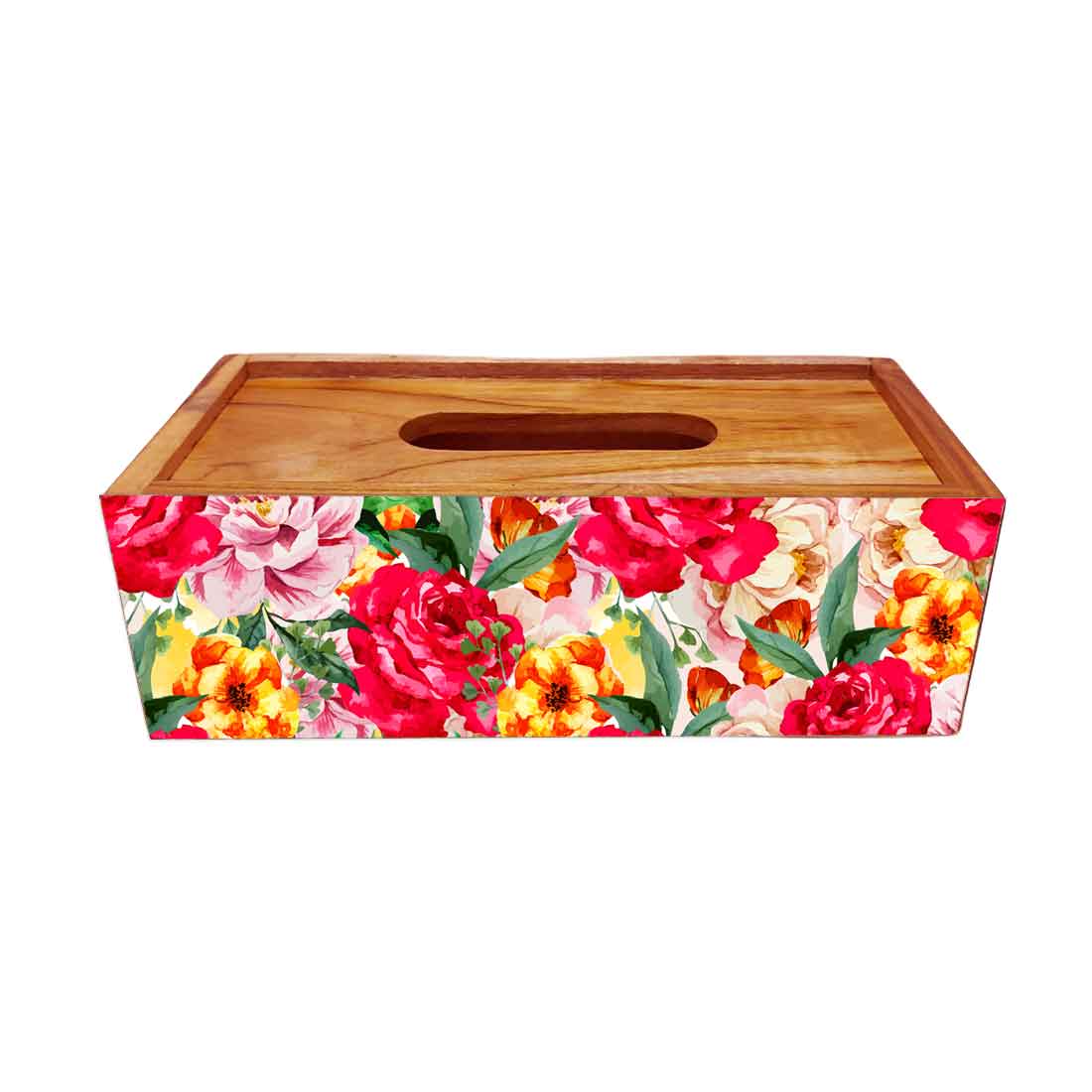 Decorative Wooden Tissue Box Holder for Home Office - Rose - Image 3